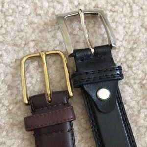 Men's Black and Brown Leather Belt Set